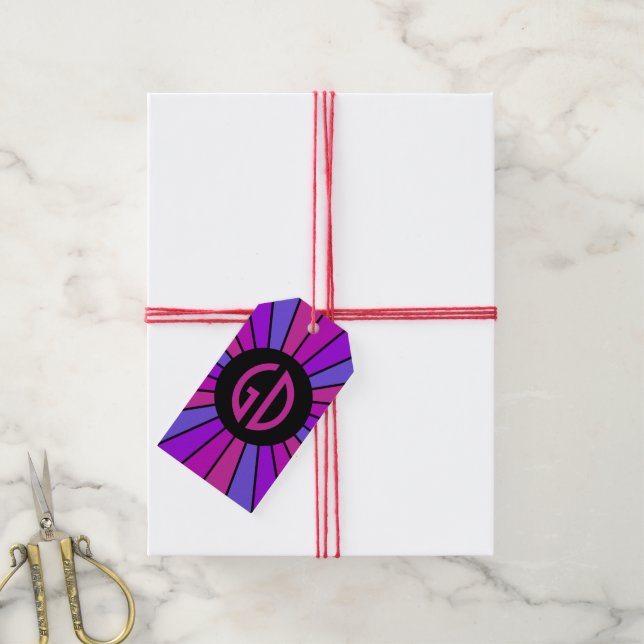 SCHALTFLÄCHE XV + Foto, Text, Monogramm Geschenkanhänger (Mit Garn)