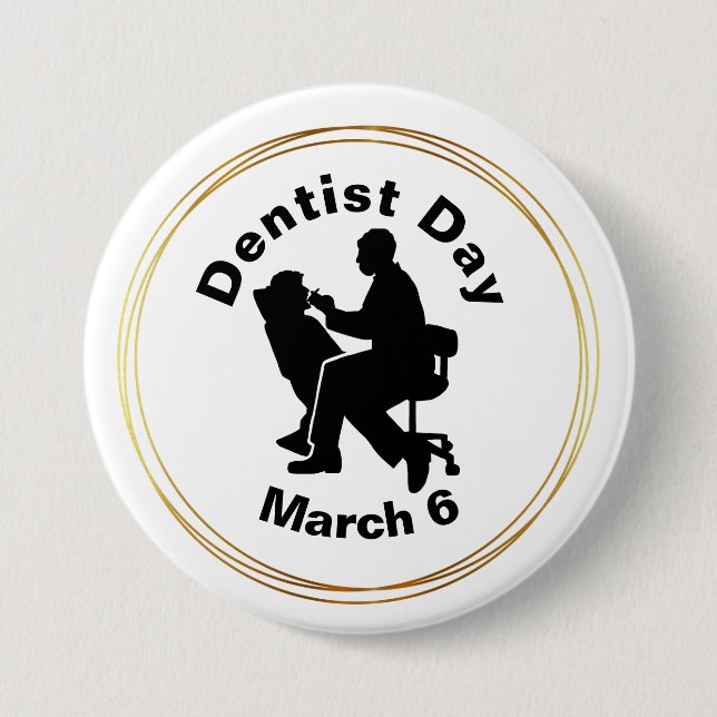 Schaltfläche "Zahnarzttag"-Silhouette Button (Vorderseite)