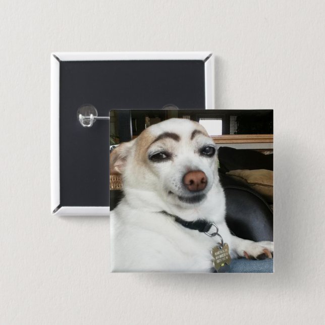 Schaltfläche zum Button von Eyebrow Dog Meme (Vorne & Hinten)