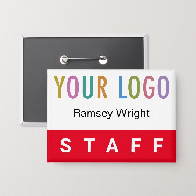 Schaltfläche "Zurück Name Abzeichen" des Red Staff Button (Vorderseite/Rückseite)