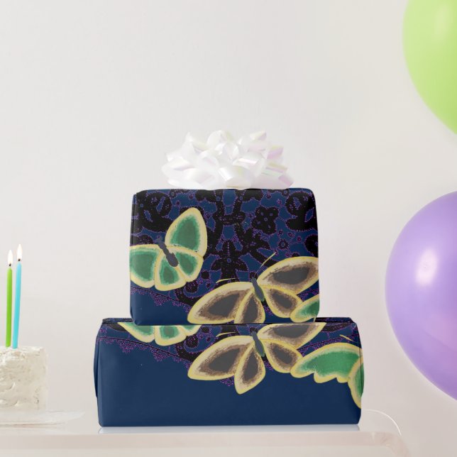 SCHALTFLÄCHEN AUS JAPANISCHEM WAGEN IN BLAU GESCHENKPAPIER (Partygeschenke)