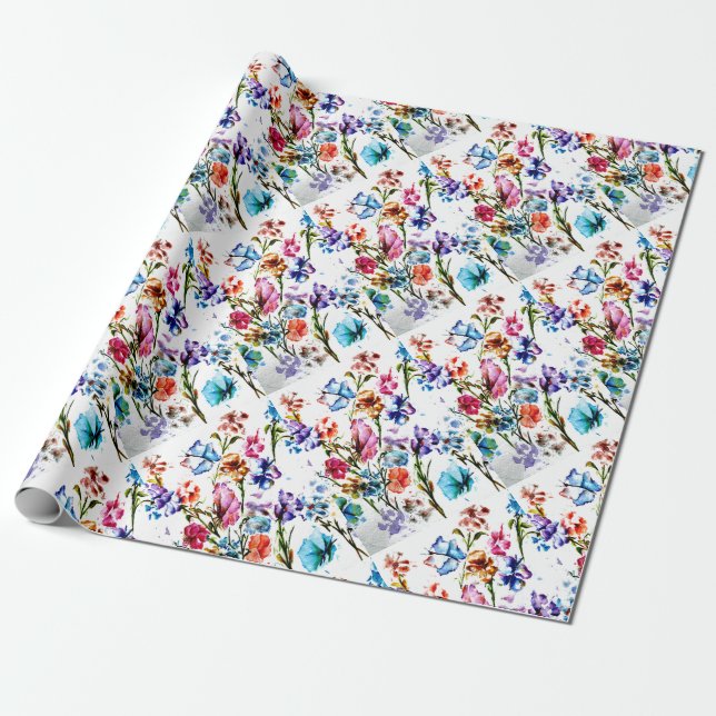 SCHALTFLÄCHEN UND BLUMENZPAPIER GESCHENKPAPIER (Ungerollt)