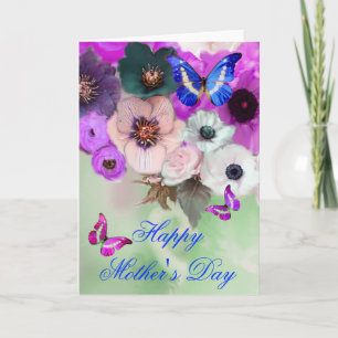 SCHALTFLÄDEN, WEISSE LILA ROSE UND ANEMONEN-BLUME KARTE