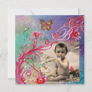 SCHALTFLY IN BLAU, BABY BOY SHOWER Foto-Vorlage Einladung