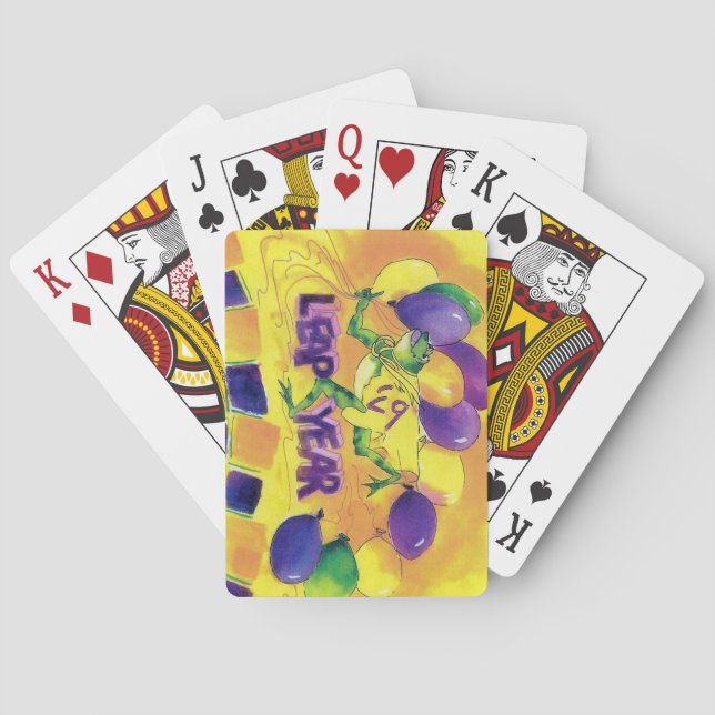 SCHALTJAHR STEIGT FROSCH IM BALLON AUF SPIELKARTEN (Rückseite)