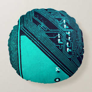 Schalttafel. Elektronische Computerhardware Rundes Kissen
