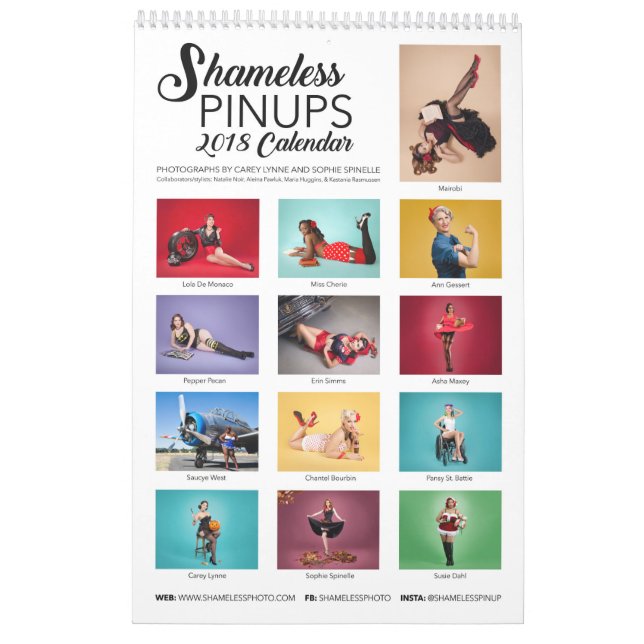Schamlos Pinups: 2018 Kalender (Rückseite)
