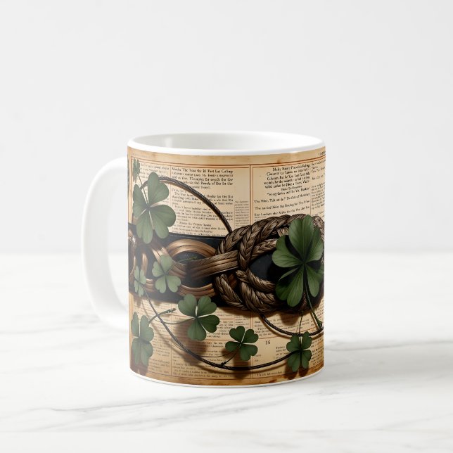 Schamrock-Junk-Journal-Seite Kaffeetasse (Vorderseite Links)