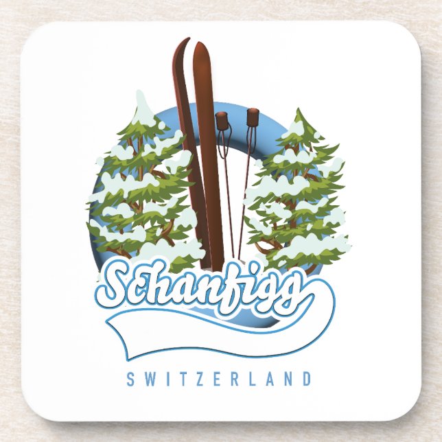 Schanfigg Schweiz Skiposter Getränkeuntersetzer (Vorderseite)