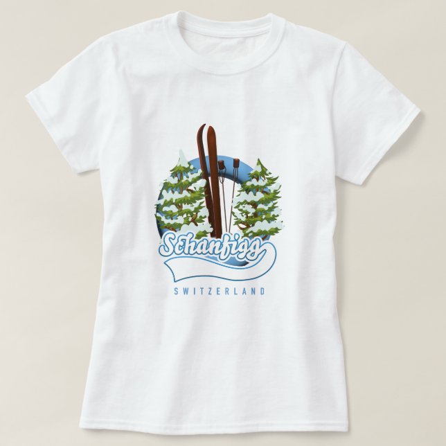 Schanfigg Schweiz Skiposter T-Shirt (Design vorne)