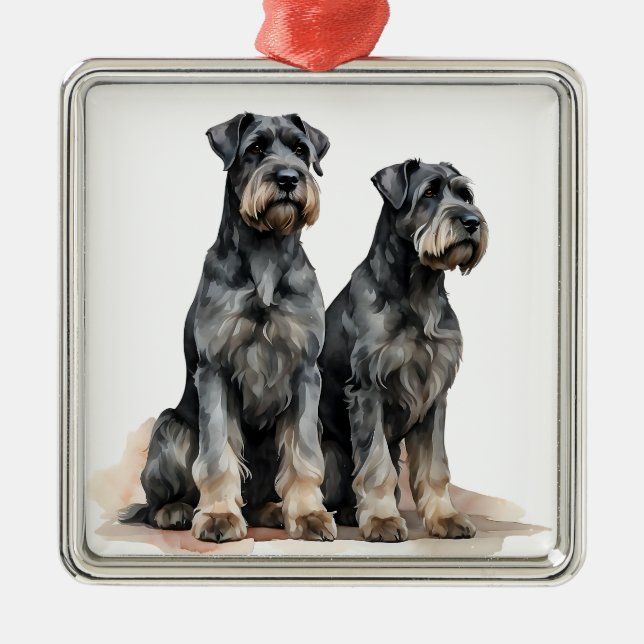 SCHANUZER PUPPER HUND ORNAMENT AUS METALL (Vorne)