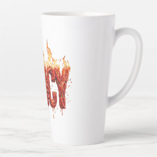Scharfe Chili-Pfeffer-Feuer-Typografie Foodie Heiß Milchtasse