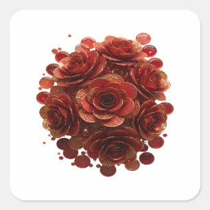 Scharfe Goldene ROTE ROSEN UND GLASBLASEN Sticker