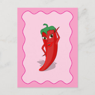 Scharfe Paprika-Diva Rosa Wellenrand Postkarte