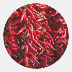 Scharfe rote Chili in der Stadt Kalocsa Runder Aufkleber