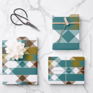 scharfe Senf, verblasster Jade, weiß und Muskatnus Geschenkpapier Set