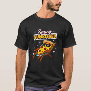 Scharfe Sonnenpizza-Scheibe Sommer-Spaß-Cartoon T-Shirt