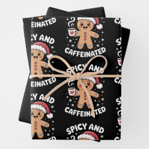 Scharfe und koffeinhaltige Weihnachts-Gingerbread- Geschenkpapier Set
