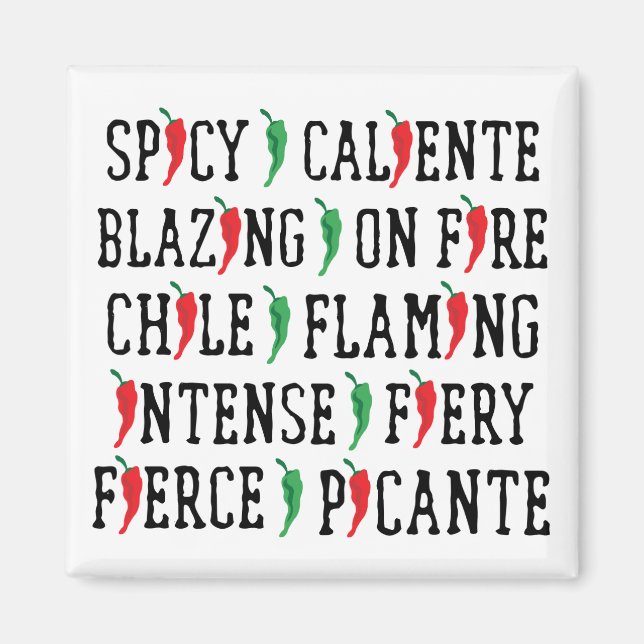 scharfe Wörter Chile Pepper Design Magnet (Vorne)
