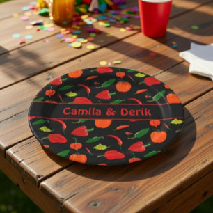 Scharfes Chili-Pfeffer-Muster Personalisierte Part Pappteller