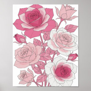 Scharfes Grau PINK ROSEN Fettes Design Poster