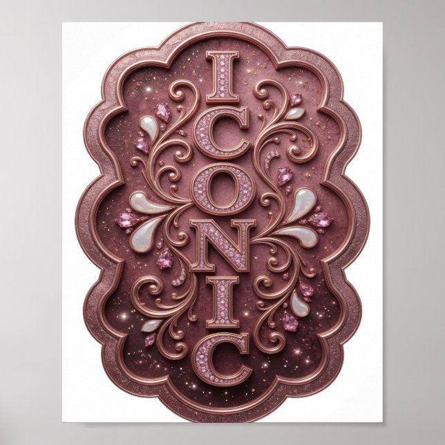 Scharfes Pink ICONIC Grafikdesign Poster (Vorne)