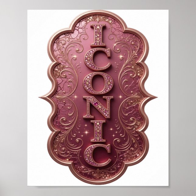 Scharfes Rosa ICONIC Fettes Design Poster (Vorne)