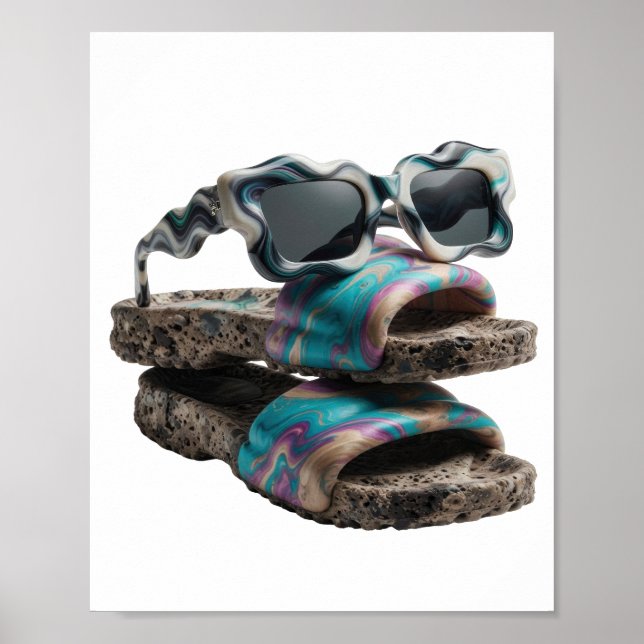 Scharfes Silber ABSTRACT ART Design v2 Poster (Vorne)