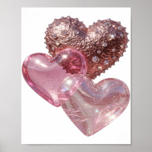 Scharfes Silber DREI HERZEN Poster