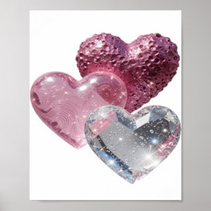 Scharfes Silber DREI HERZEN v2 Poster