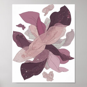 Scharfes Silber MAGNOLIA GALAXY Statement Design Poster