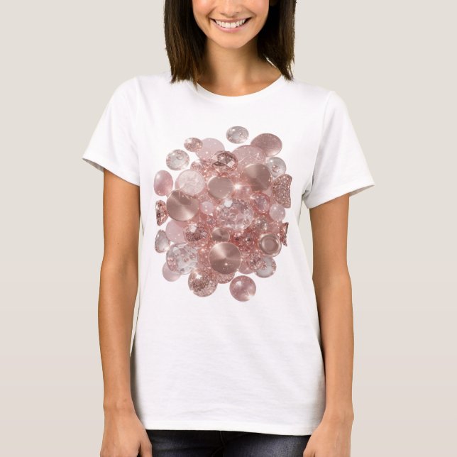 Scharfes Silber ROSE GOLD GLITZER T-Shirt (Vorderseite)