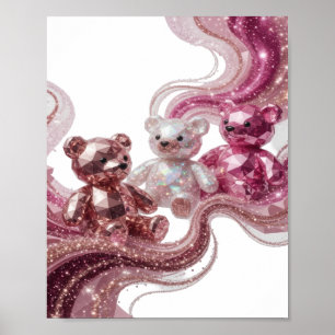 Scharfes Silber THREE DIAMOND TEDDIES Druck Poster
