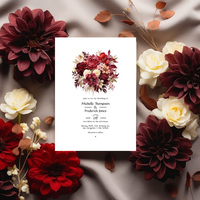 Scharlach, Dunkelbraun und tiefe Burgundy-Blumenho Einladung (Von Creator hochgeladen)