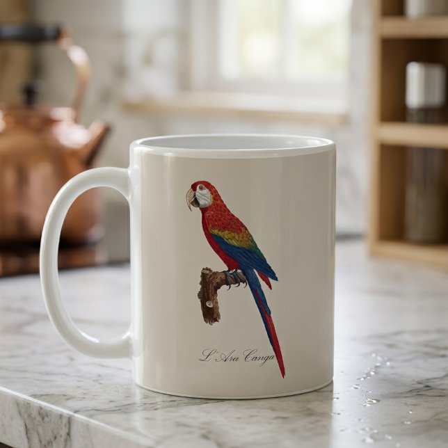 Scharlachara oder Rotbrust-Ara, Ara macao Kaffeetasse (Scarlet Macaw or Red-Breasted Macaw, Ara macao. Coffee Mug)