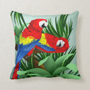Scharlachrot Macaw-Kunst- Kissen