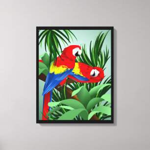 Scharlachrot Macaw-Papageien-Kunst- Leinwanddruck