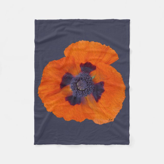 Scharlachrot Orange Poppy 1 Fleecedecke (Vorderseite)