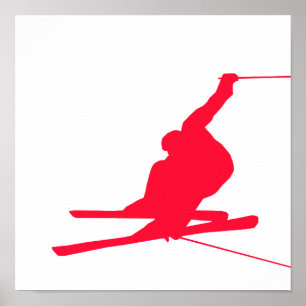 Scharlachrot roter Schnee-Ski- Poster