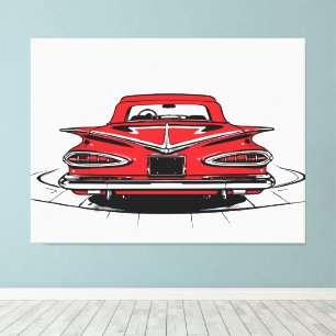 Scharlachrot Vintage Heckantrieb Pop Art Leinwanddruck