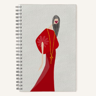 Scharlachrote Frauenmode Glamour Fashion Art Notiz Notizbuch