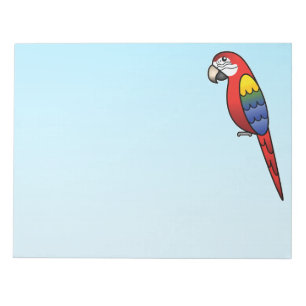 Scharlachroter Cartoon Ara Papagei Vogel Notizblock