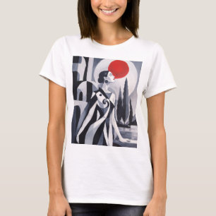 Scharlachroter Mond: Stilisiertes Frauen-Grafik-T- T-Shirt