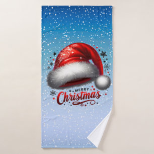 Scharlachroter Santa-Hut-Glanz  Badehandtuch