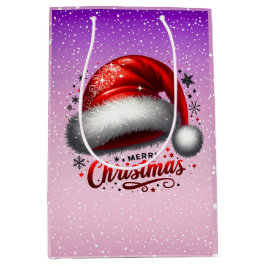 Scharlachroter Santa-Hut-Glanz Mittlere Geschenktüte