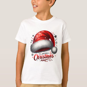 Scharlachroter Weihnachtsmannhut-Glanz T-Shirt