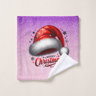 Scharlachroter Weihnachtsmannhut-Glanz Waschlappen