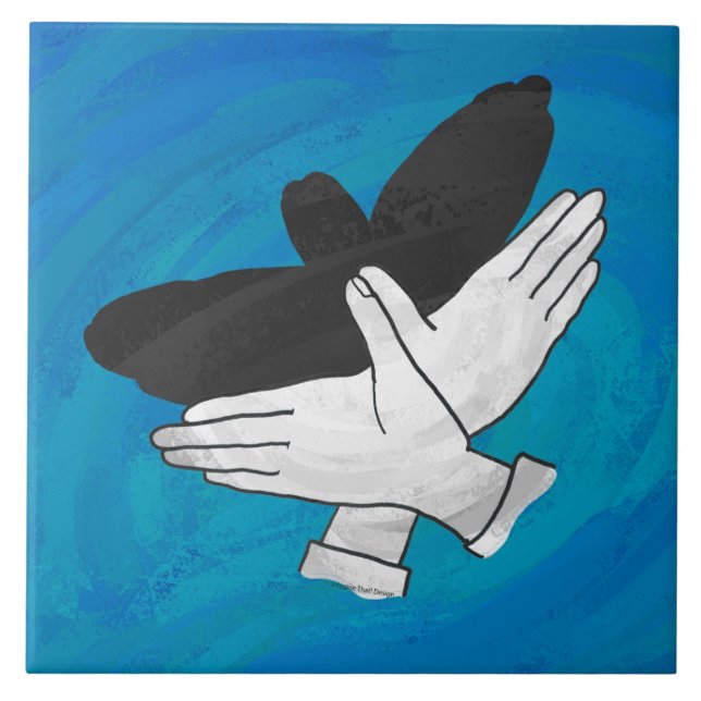 Schatten Adler Auf Blau Fliese (Vorderseite)
