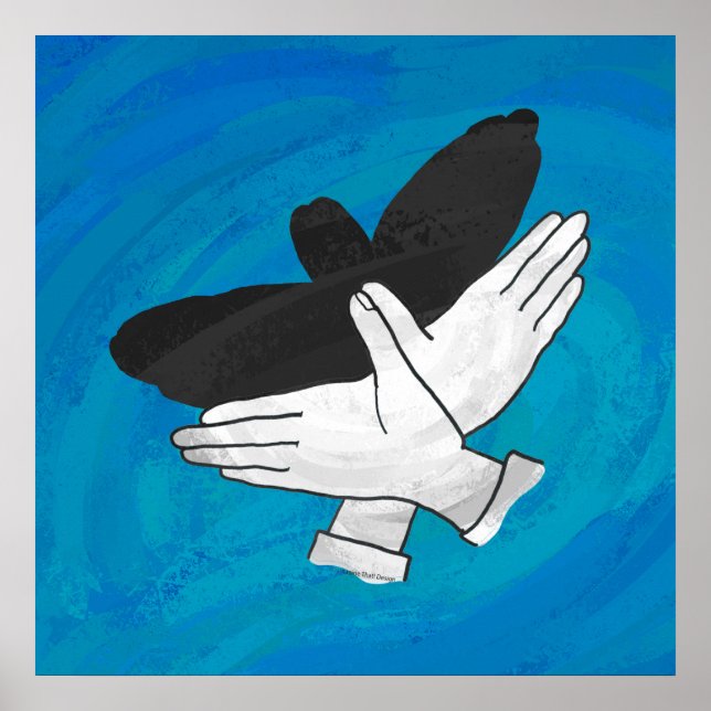Schatten Adler Auf Blau Poster (Vorne)