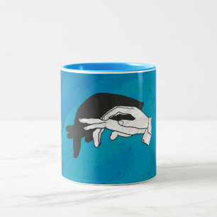 Schatten-Ameisenbär auf Blau Zweifarbige Tasse
